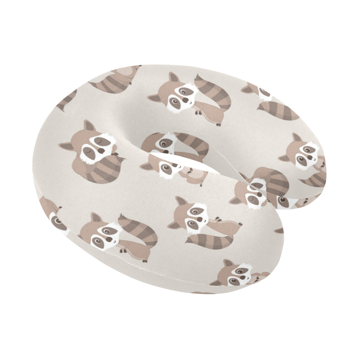 Raccoon Pattern Print Design A05 U-Shaped Travel Neck Pillow