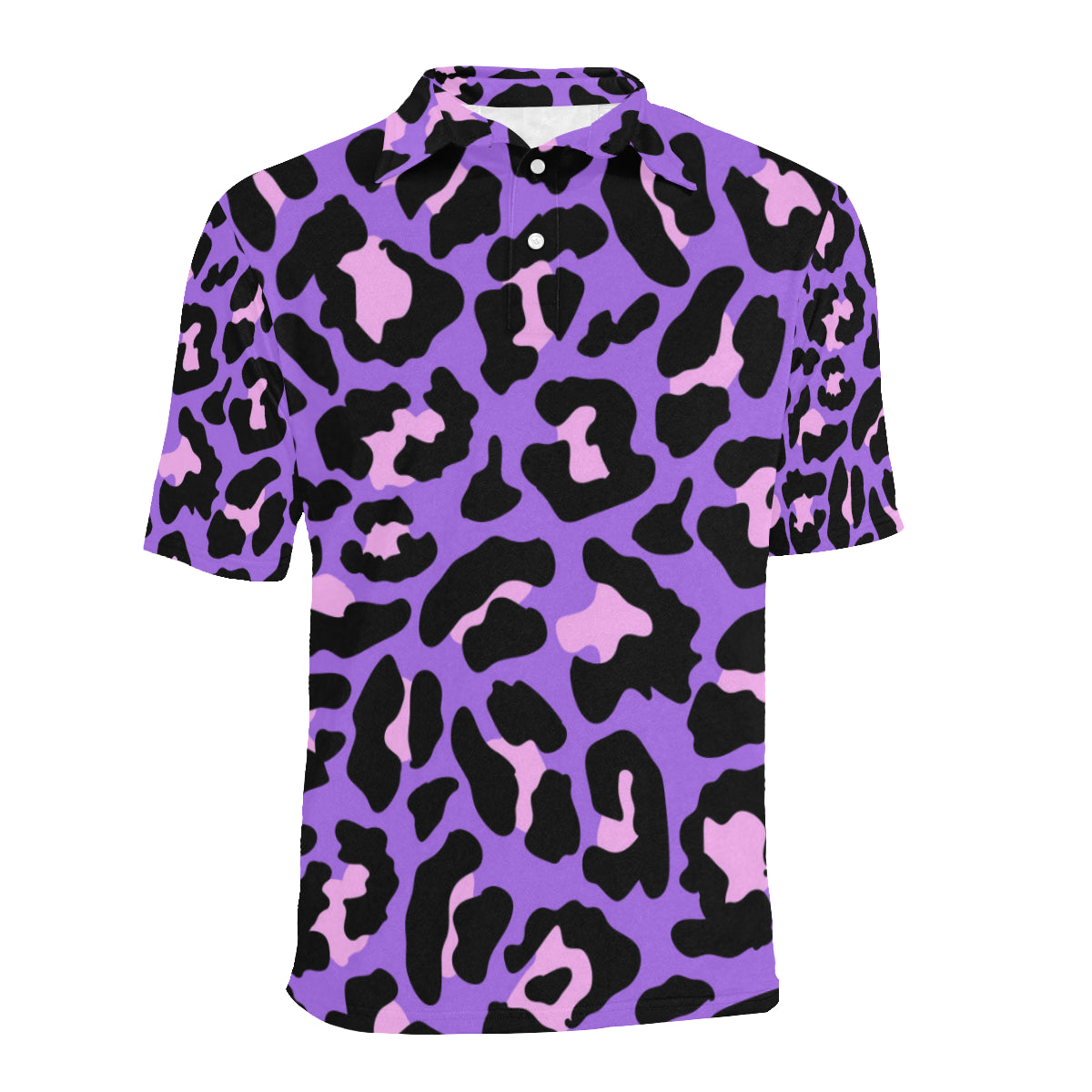 Cheetah Purple Neon Print Pattern Men Polo Shirt