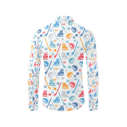 Hockey Equipment Print Design LKS301 Men's Long Sleeve Dress Shirt