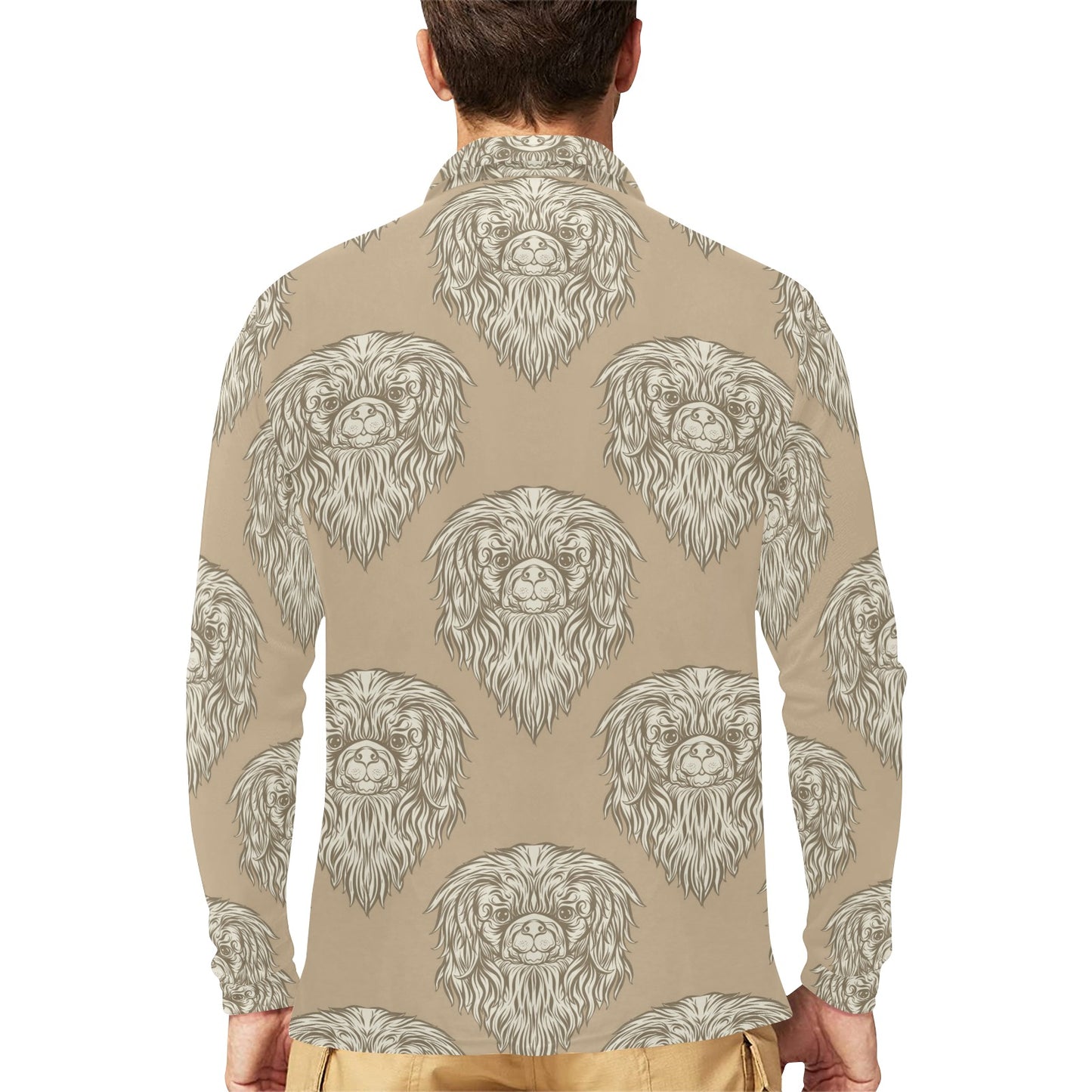 Pekingese Pattern Print Design A01 Long Sleeve Polo Shirt For Men's