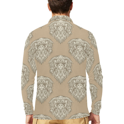 Pekingese Pattern Print Design A01 Long Sleeve Polo Shirt For Men's