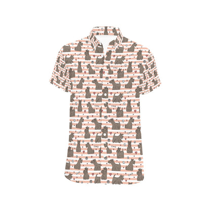 Scottish Terriers Print Design LKS3016 Men Short Sleeve Button Up Shirt