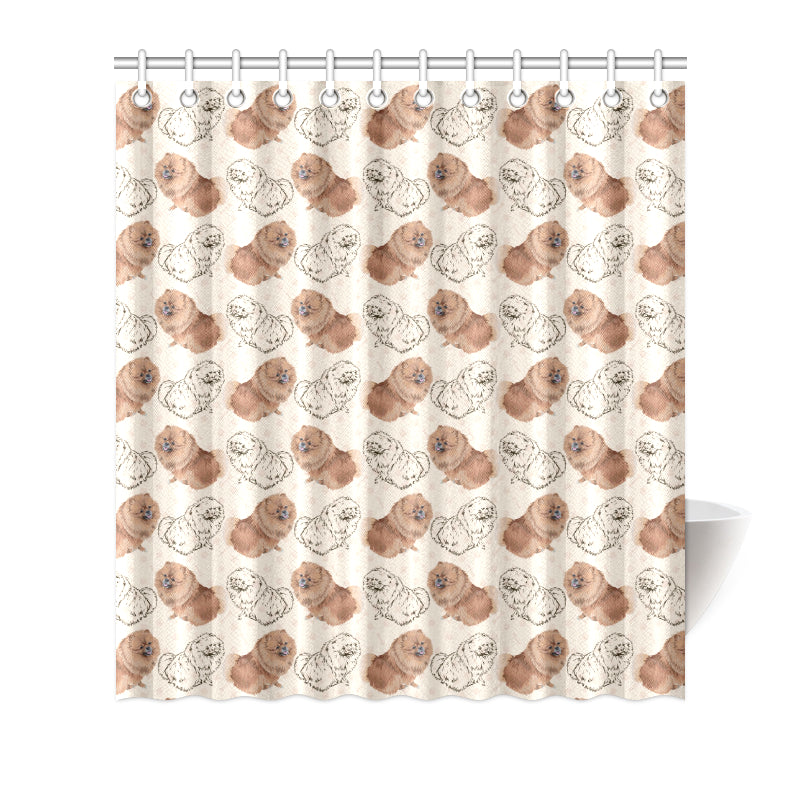 Pomeranians Pattern Print Design A01 Shower Curtain