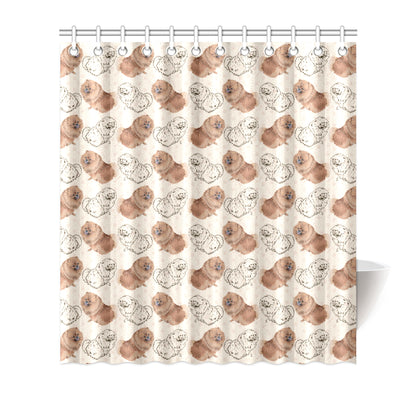 Pomeranians Pattern Print Design A01 Shower Curtain