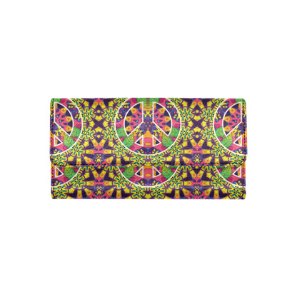 Peace Sign Pattern Print Design A04 Women's Trifold Wallet