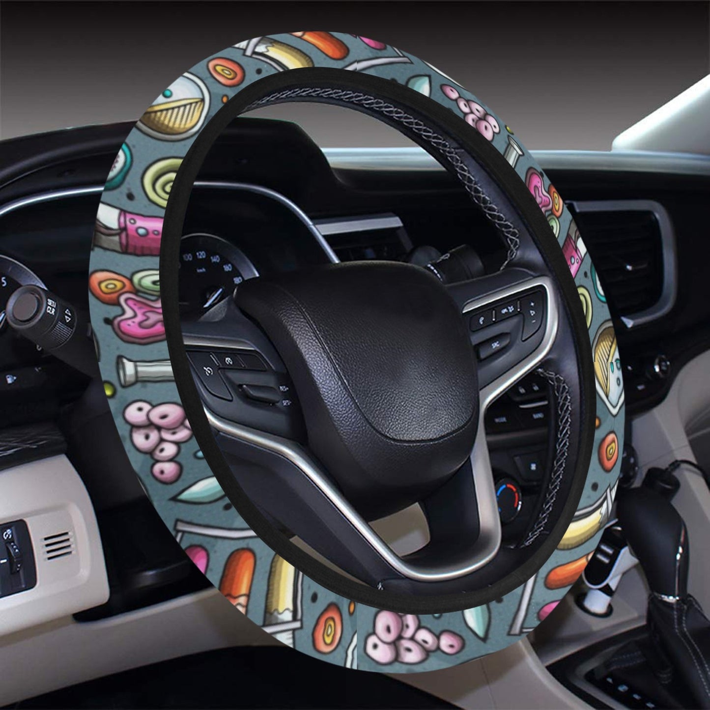 Science Print Design LKS304 Steering Wheel Cover with Elastic Edge