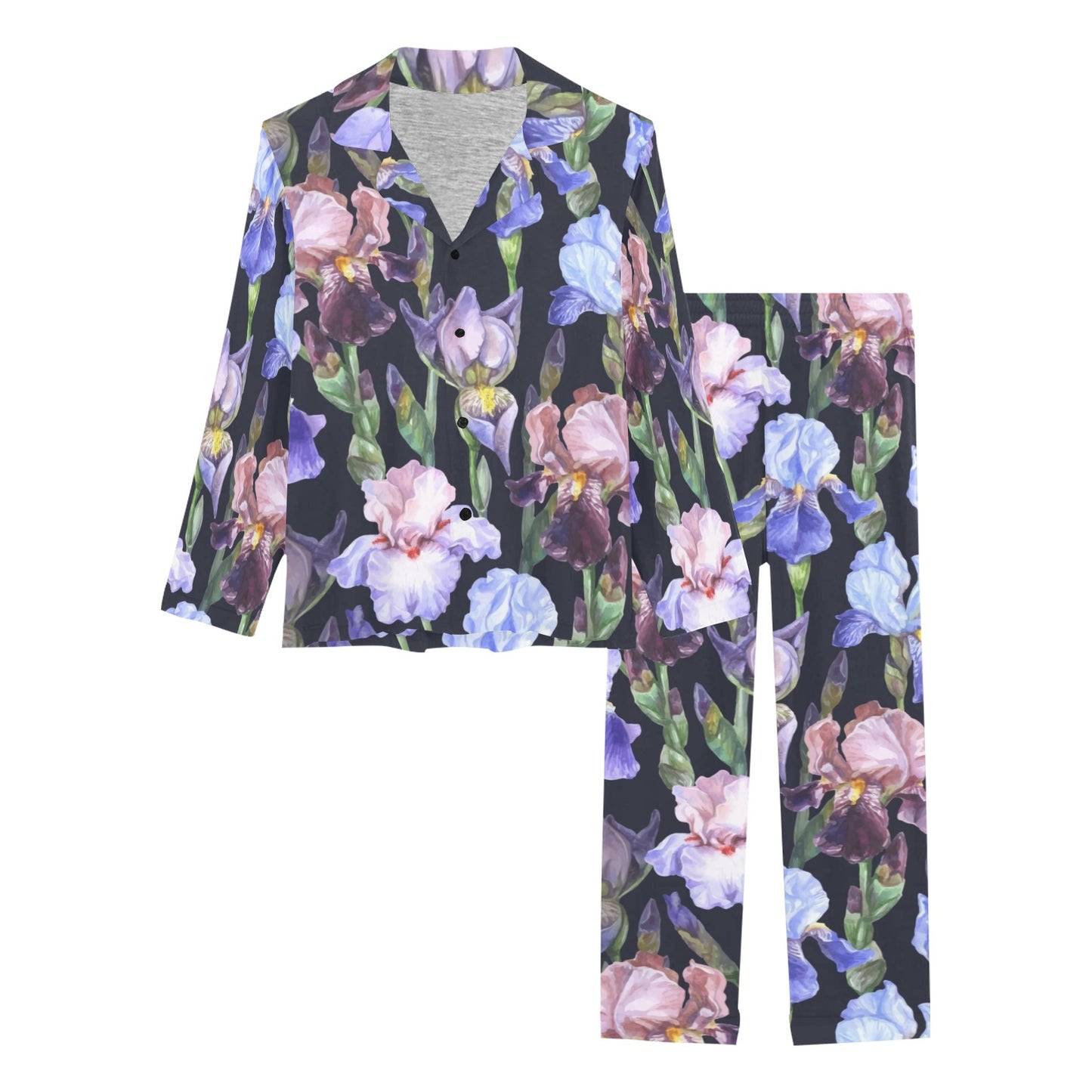 Iris Pattern Print Design IR04 Women's Long Pajama Set