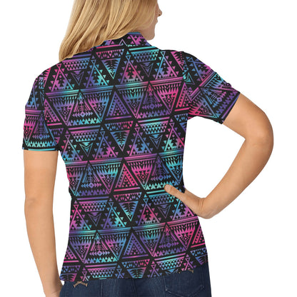 Tribal aztec Dark Multicolor Women's Polo Shirt