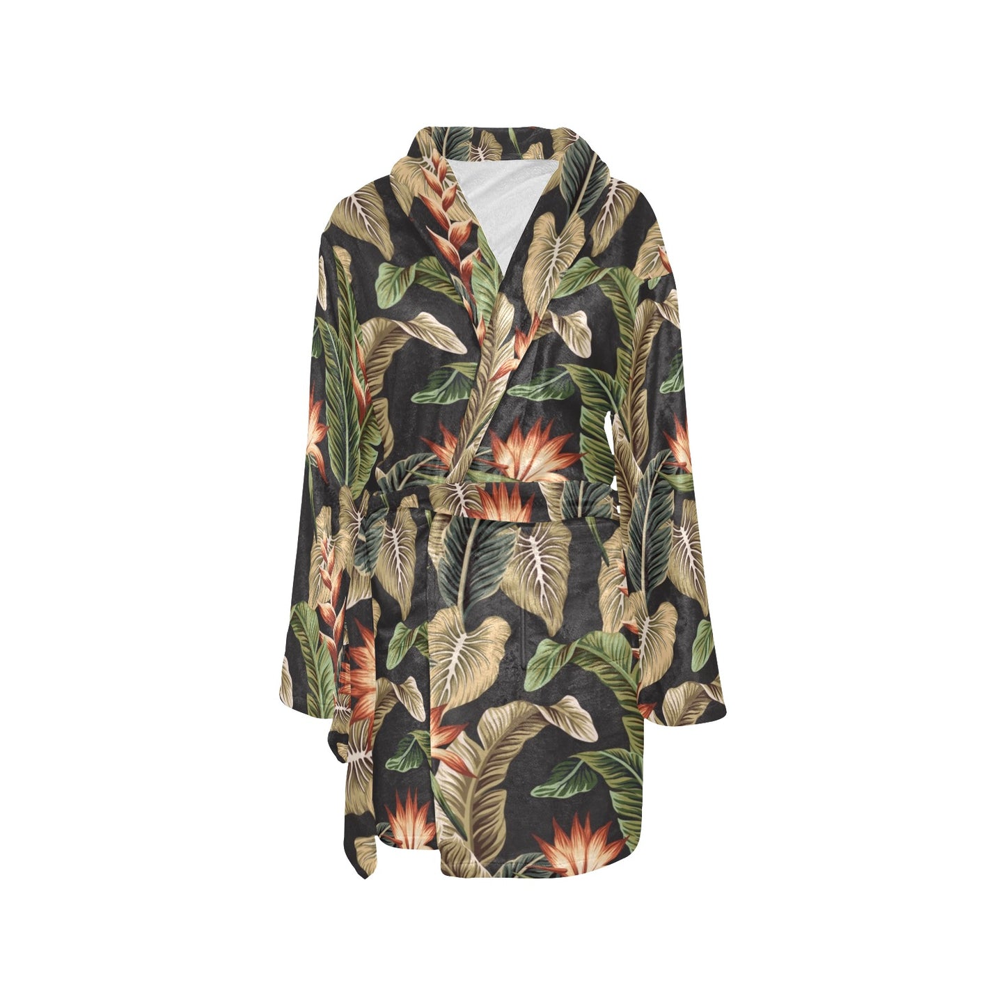Tropical Flower Pattern Print Design TF014 Women's Fleece Robe