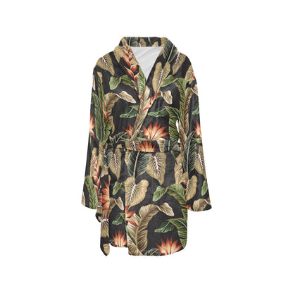 Tropical Flower Pattern Print Design TF014 Women's Fleece Robe