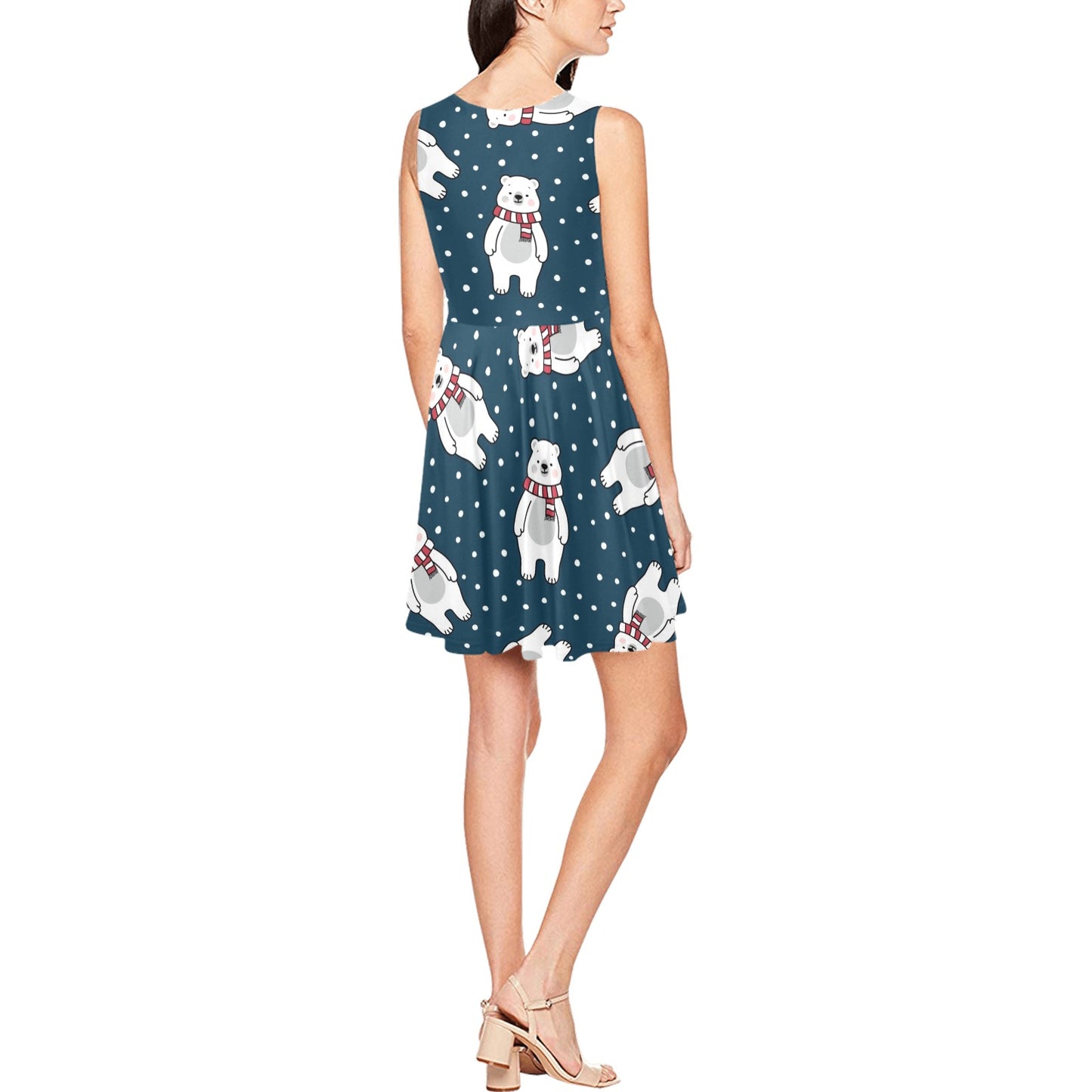 Polar Bear Pattern Print Design PB05 Sleeveless Dress