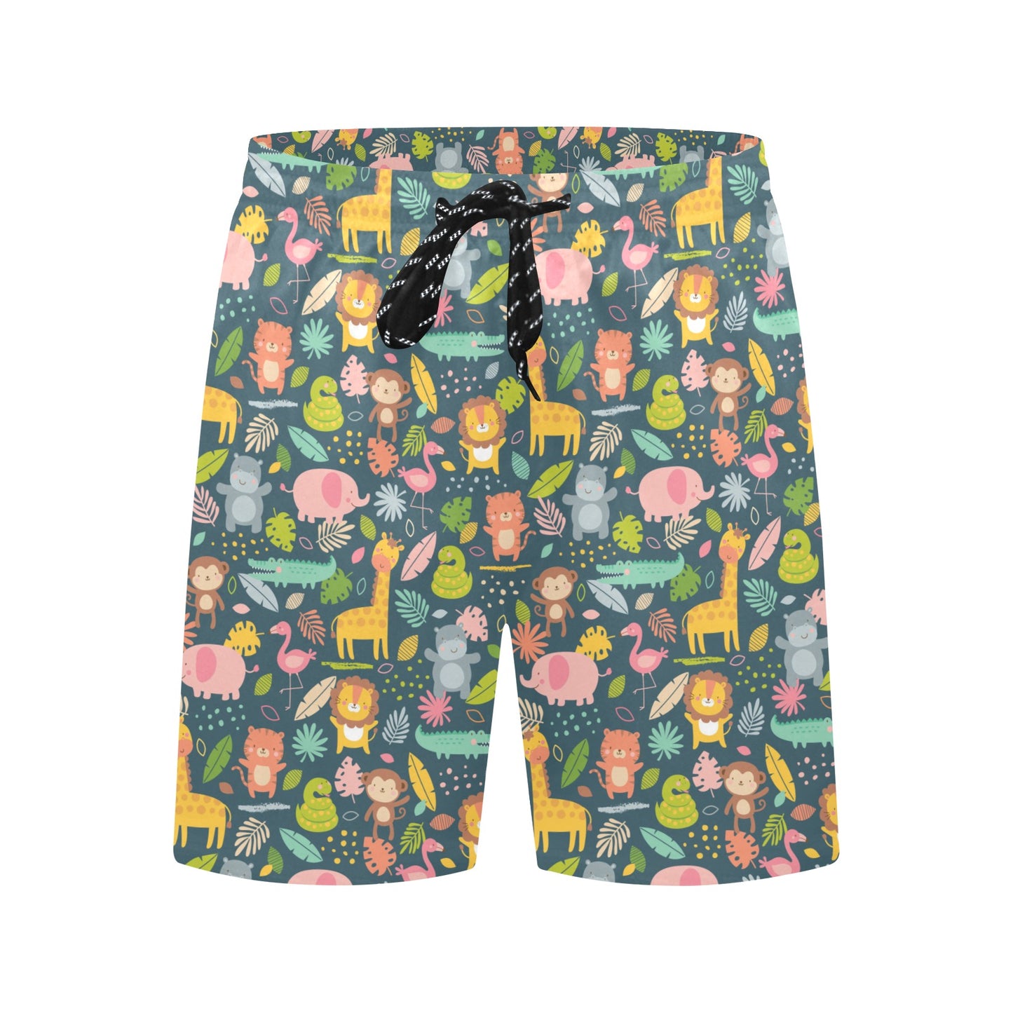 Safari Animal Cartoon Print Design LKS305 Men's Swim Trunks Beach Shorts
