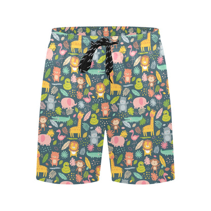 Safari Animal Cartoon Print Design LKS305 Men's Swim Trunks Beach Shorts