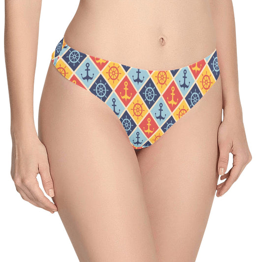 Nautical Pattern Design Themed Print Women's Thongs