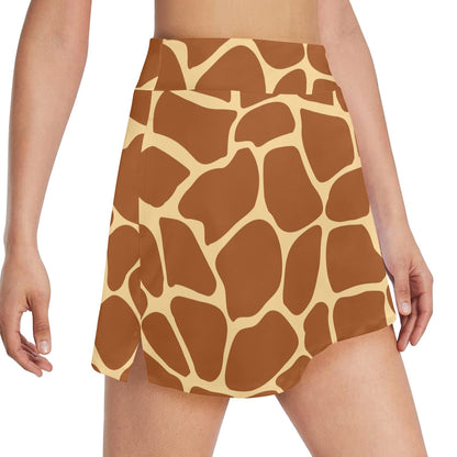 Giraffe Texture Print 17" Golf & Pickleball Skort with Pockets