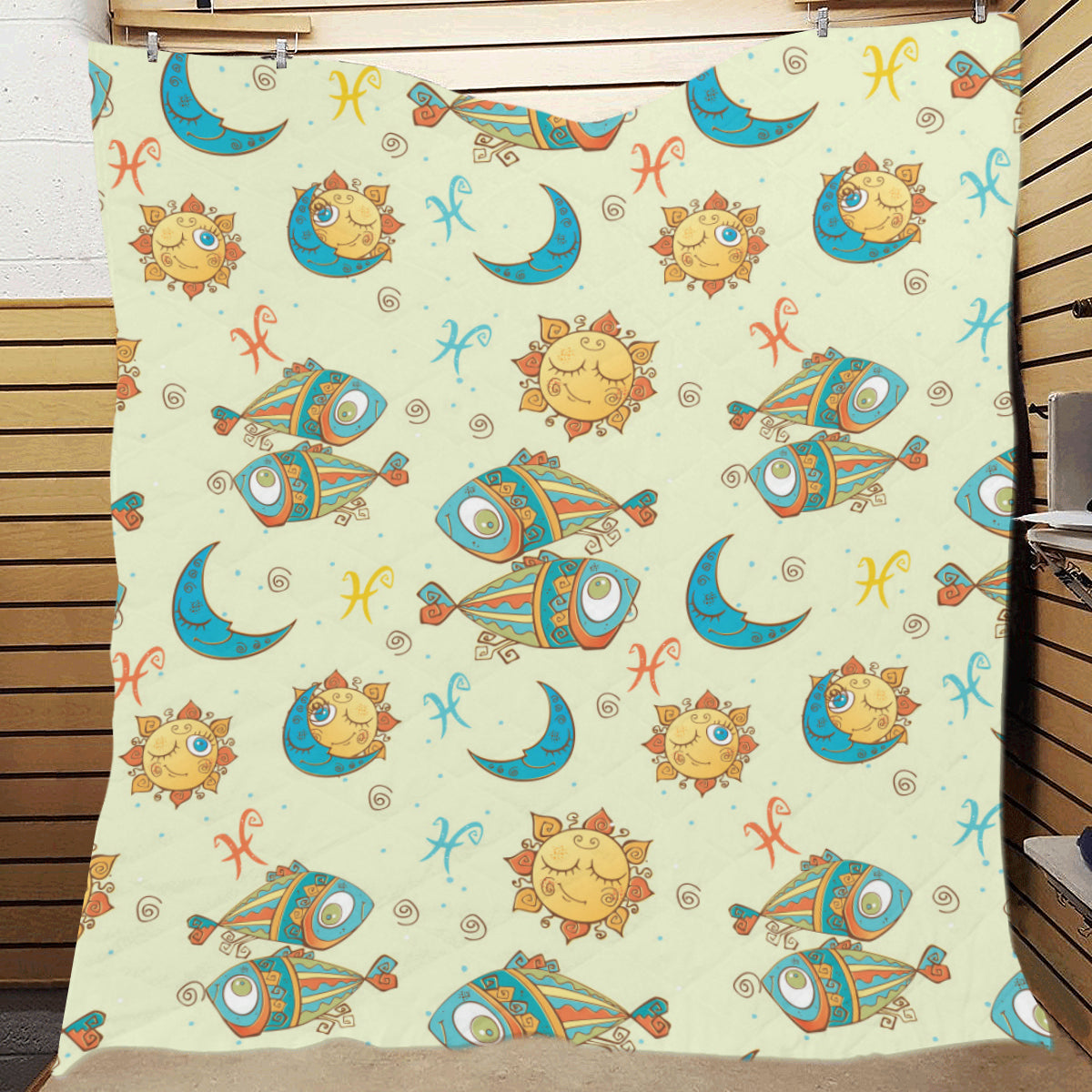 Pisces Pattern Print Design A03 Premium Quilt