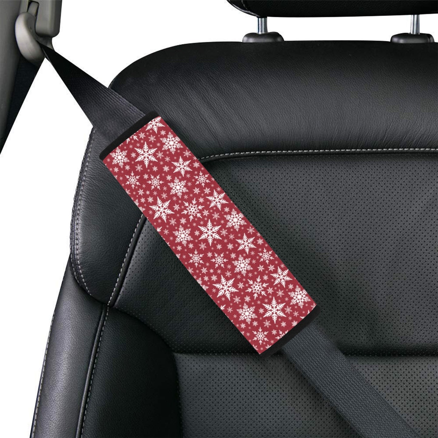 Snowflake Red Print Design LKS302 Car Seat Belt Cover