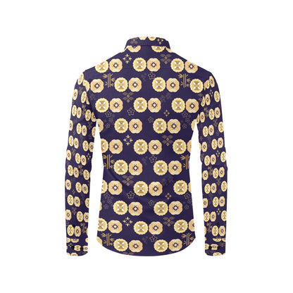 Sakura Print Design LKS303 Men's Long Sleeve Dress Shirt