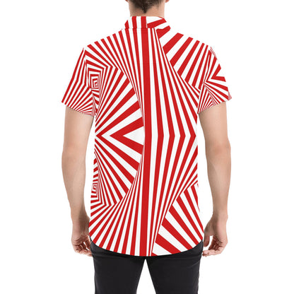 Vortex Print Design LKS304 Men Short Sleeve Button Up Shirt