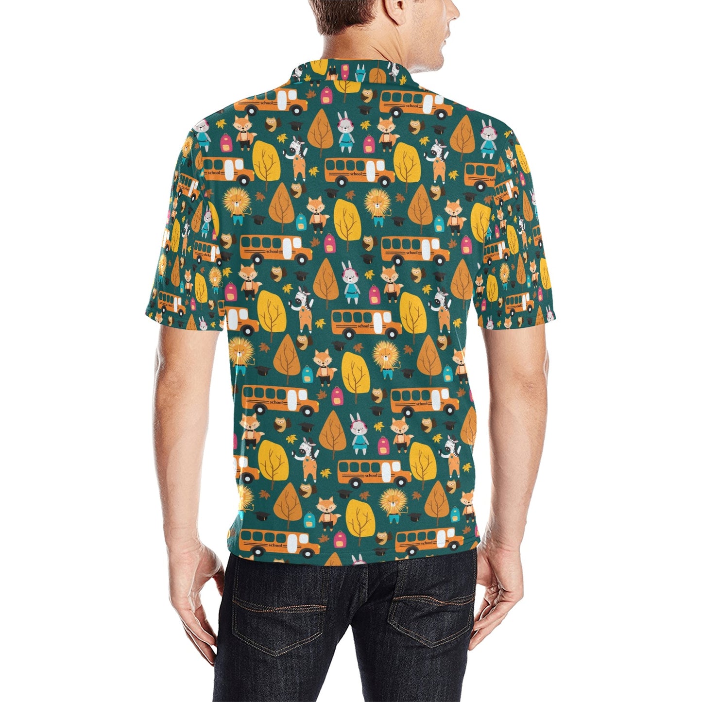 School Bus Print Design LKS309 Men Polo Shirt