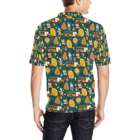 School Bus Print Design LKS309 Men Polo Shirt
