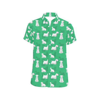 Sealyham Terriers Print Design LKS301 Men Short Sleeve Button Up Shirt