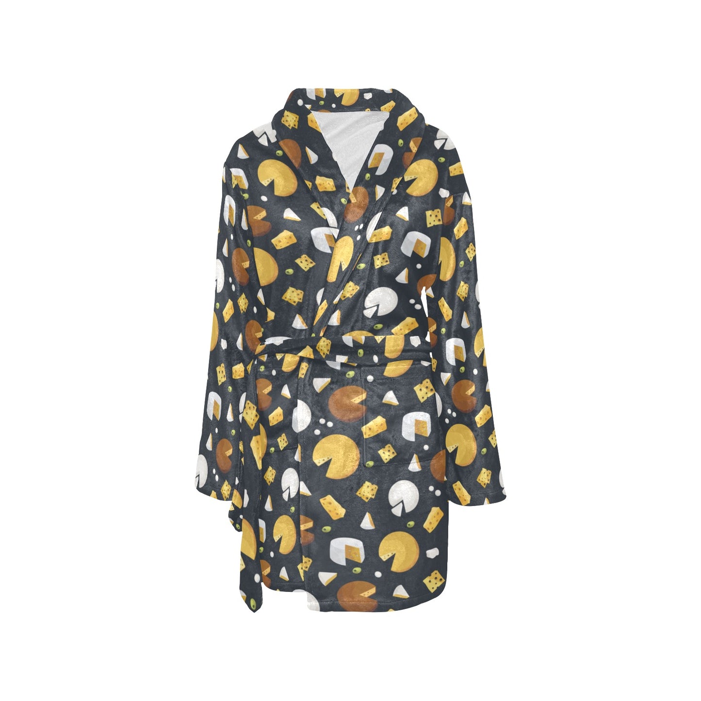 Cheese Pattern Print Design 03 Women's Fleece Robe