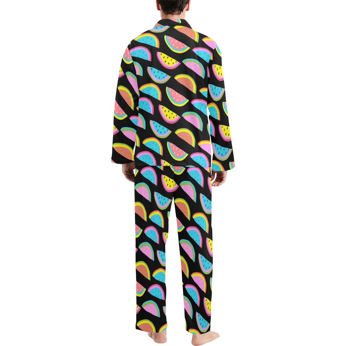 Watermelon Pattern Print Design WM08 Men's Long Pajama Set