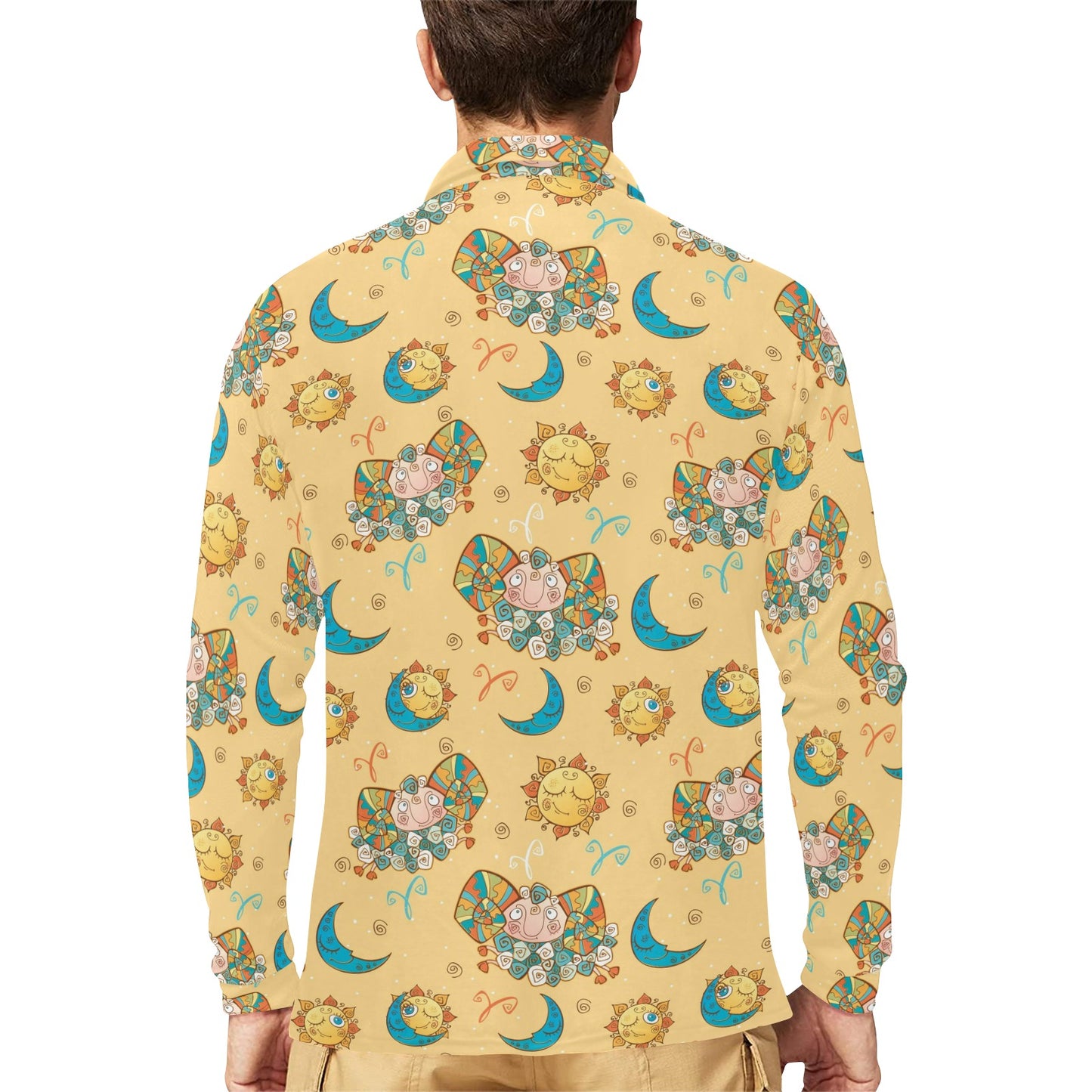 Aries Zodiac Pattern Print Design 03 Long Sleeve Polo Shirt For Men's