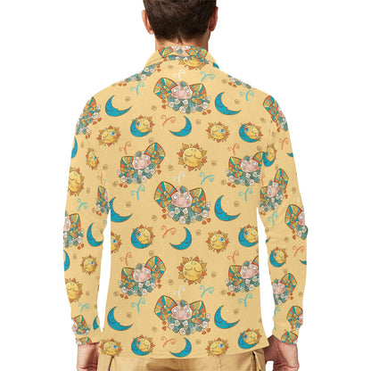 Aries Zodiac Pattern Print Design 03 Long Sleeve Polo Shirt For Men's