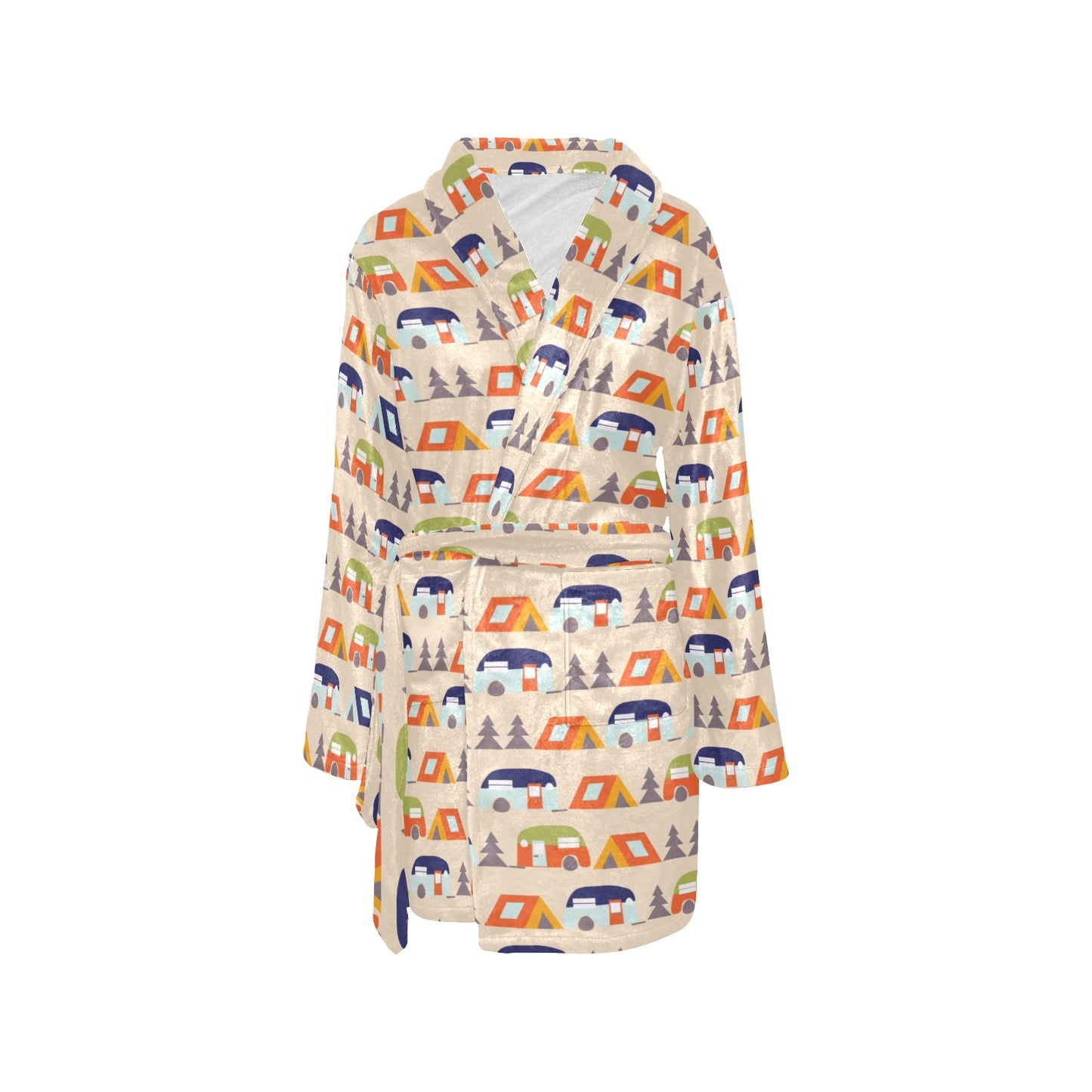 Camper Tent Pattern Print Design 03 Women's Fleece Robe