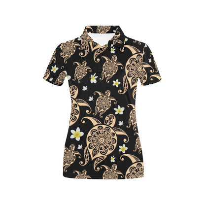Turtle Polynesian Tribal Hawaiian Women's Polo Shirt