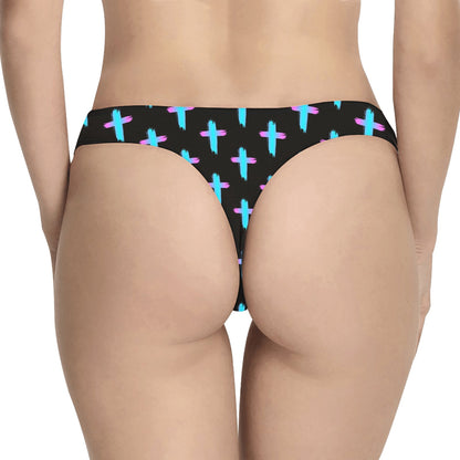 Christian Cross neon Pattern Women's Thongs