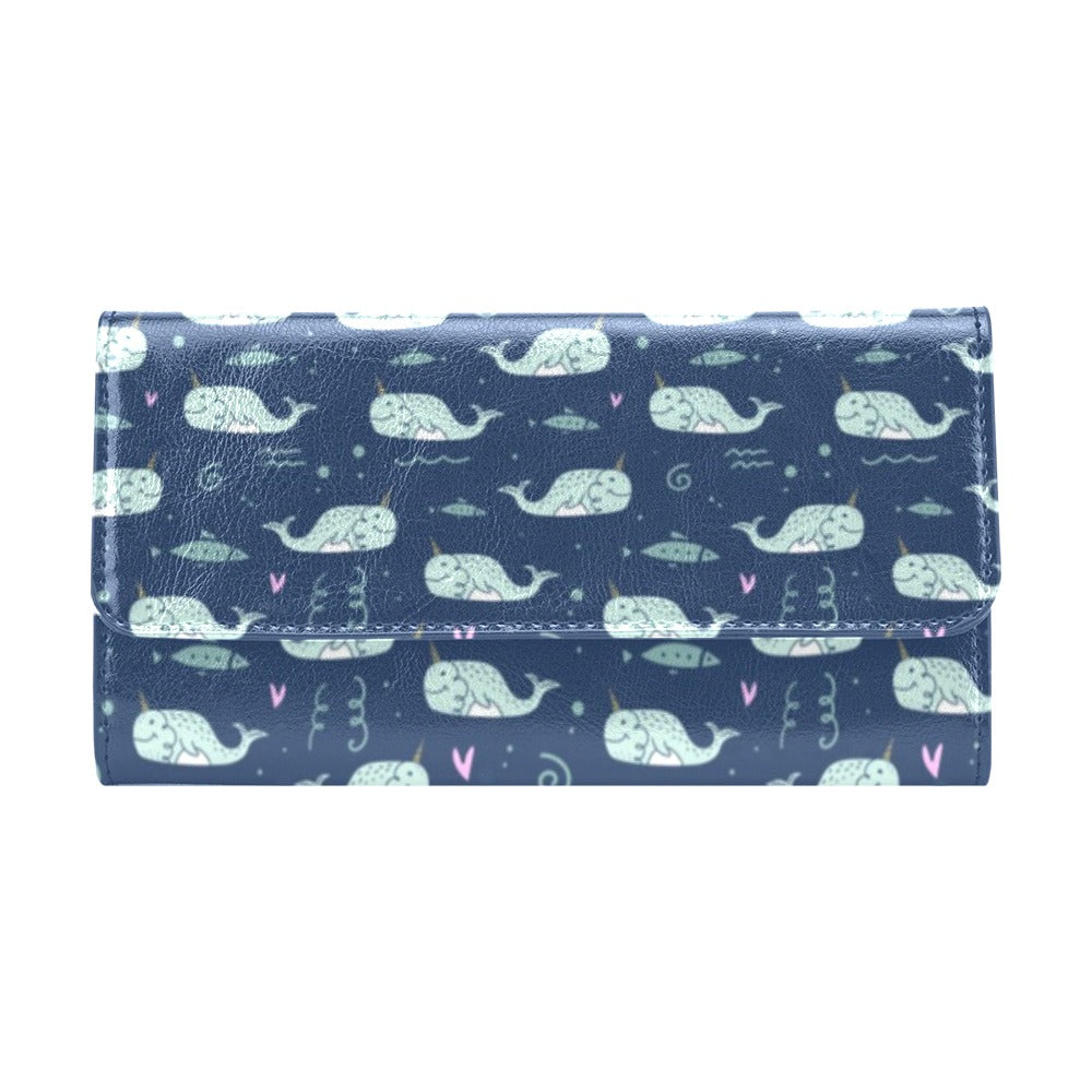 Narwhal Design Print Women's Trifold Wallet