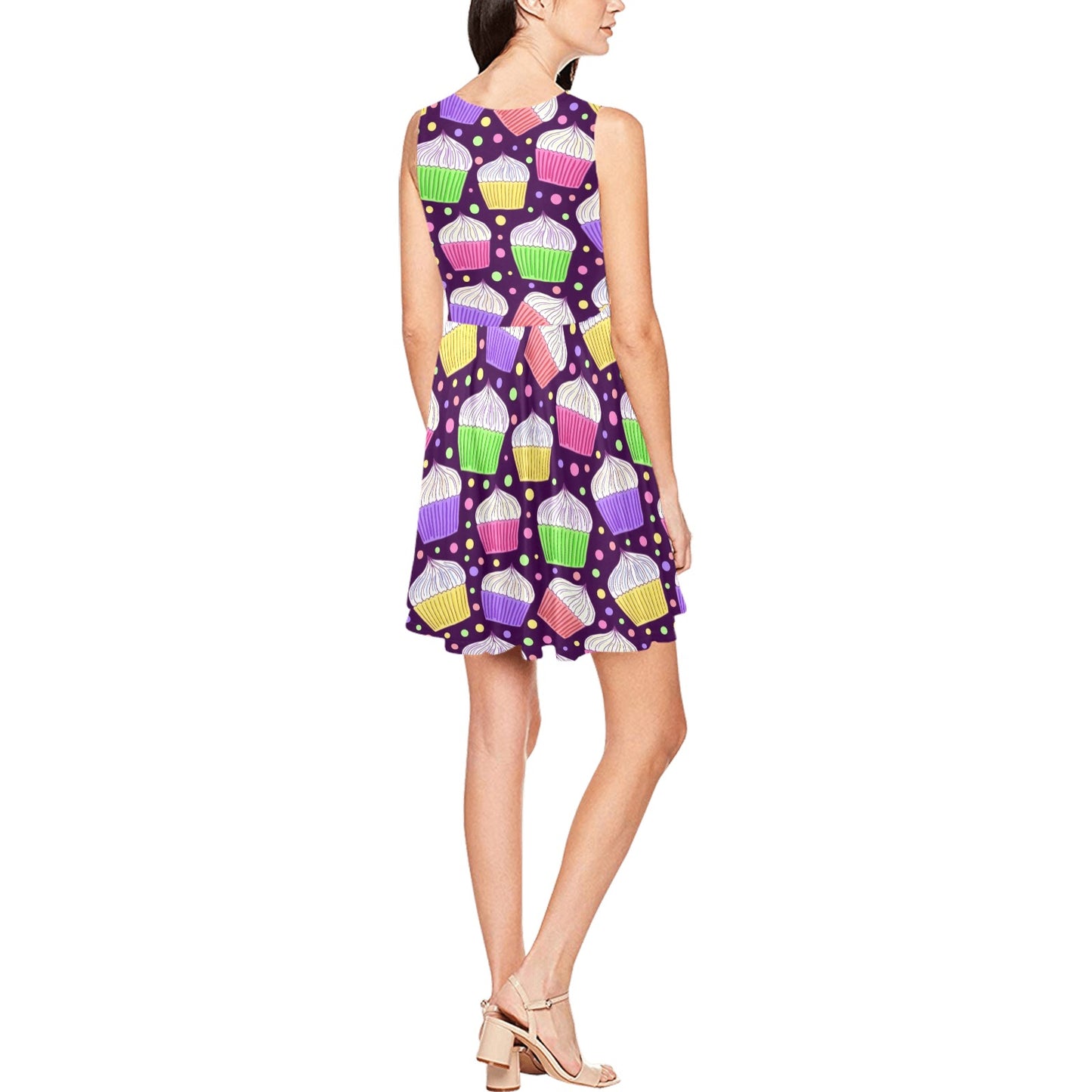 Cupcake Pattern Print Design CP07 Sleeveless Dress