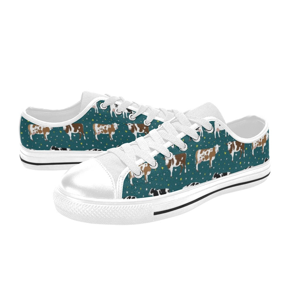 Cattle Print Design LKS404 Women's White Low Top Shoes