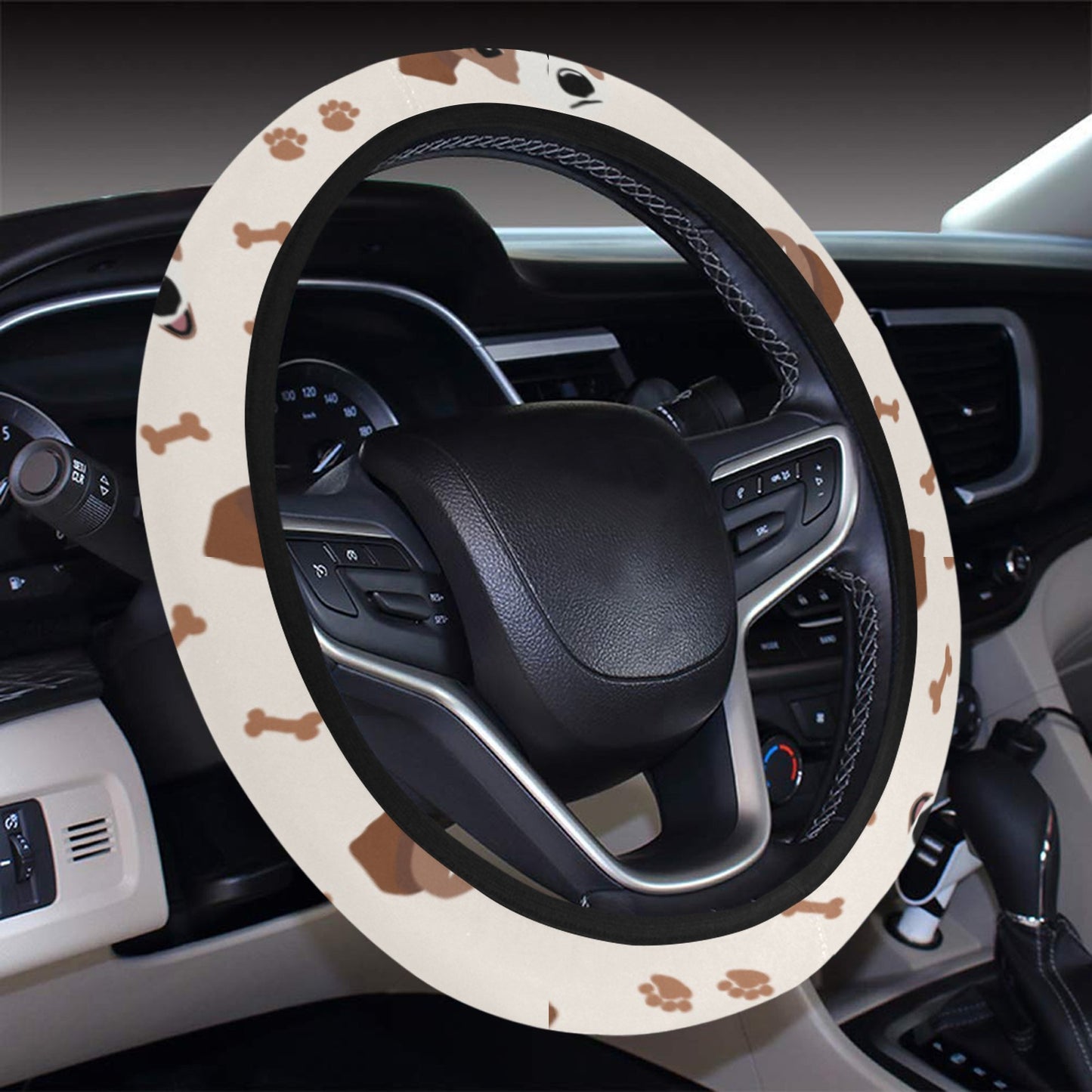 Russell Terriers Paw Print Design LKS303 Steering Wheel Cover with Elastic Edge