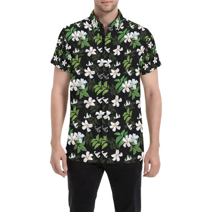 Sampaguita Print Design LKS301 Men Short Sleeve Button Up Shirt