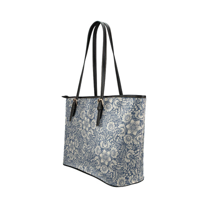 Elegant Floral Print Pattern Leather Tote Bag