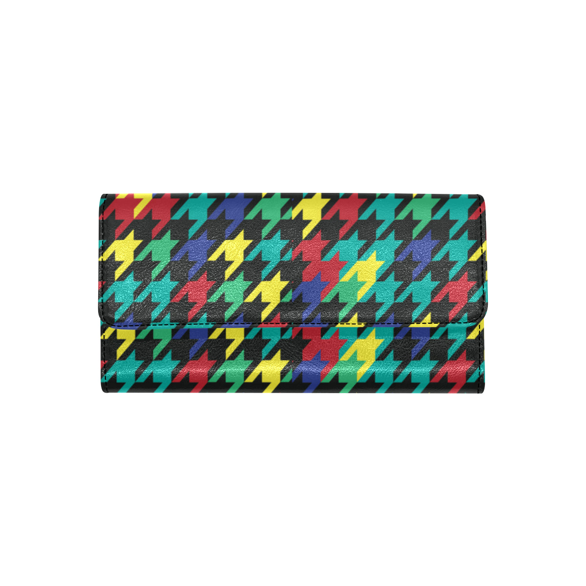Houndstooth Colorful Pattern Print Design 02 Women's Trifold Wallet