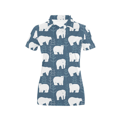 Polar Bear Pattern Print Design A01 Women's Polo Shirt