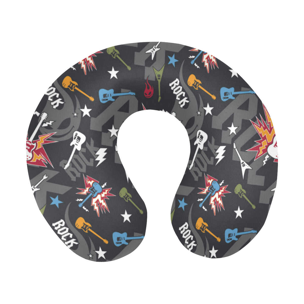 Rock and Roll Pattern Print Design A01 U-Shaped Travel Neck Pillow