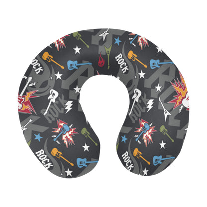 Rock and Roll Pattern Print Design A01 U-Shaped Travel Neck Pillow