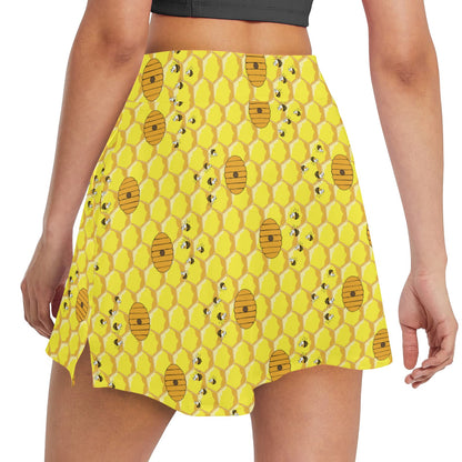 Honey Bee Print Design LKS303 17" Golf & Pickleball Skort with Pockets