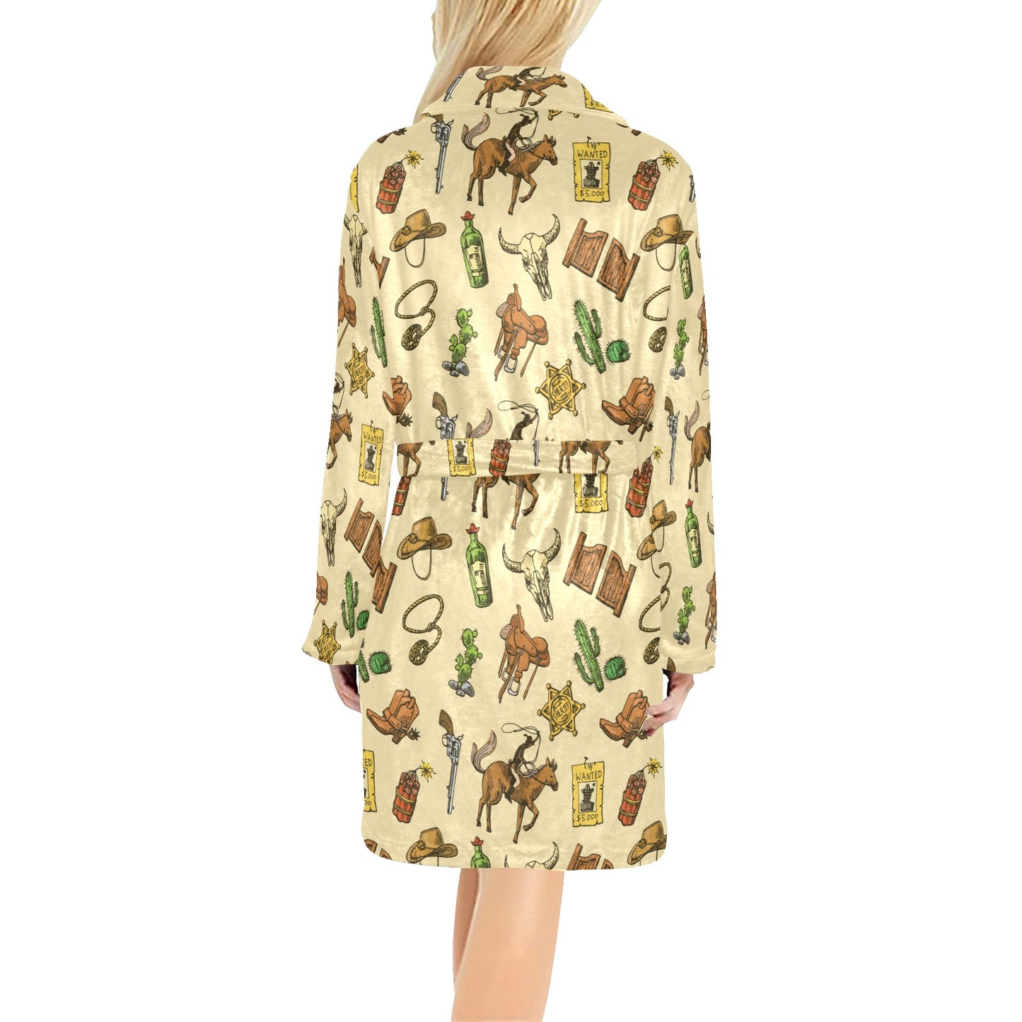 Cowboy Pattern Print Design 04 Women's Fleece Robe