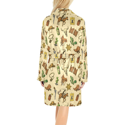 Cowboy Pattern Print Design 04 Women's Fleece Robe