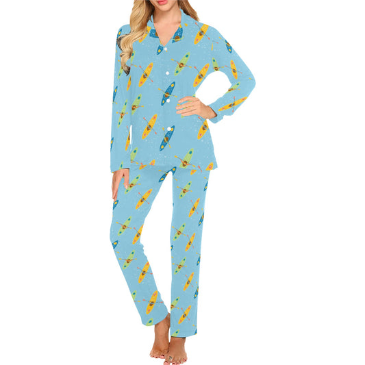 Kayak Pattern Print Design 04 Women's Long Pajama Set