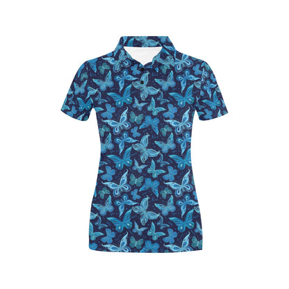 Butterfly Pattern Print Design 03 Women's Polo Shirt
