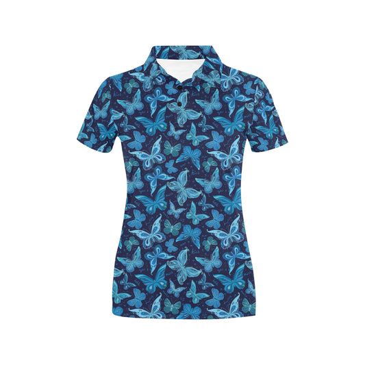 Butterfly Pattern Print Design 03 Women's Polo Shirt