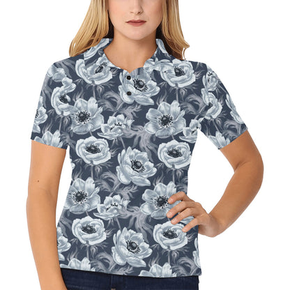 Anemone Pattern Print Design AM09 Women's Polo Shirt
